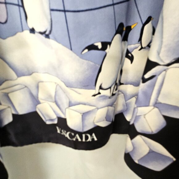 Escada rare Antarctica silk scarf map penguins ice floes polar bears - Picture 3 of 10